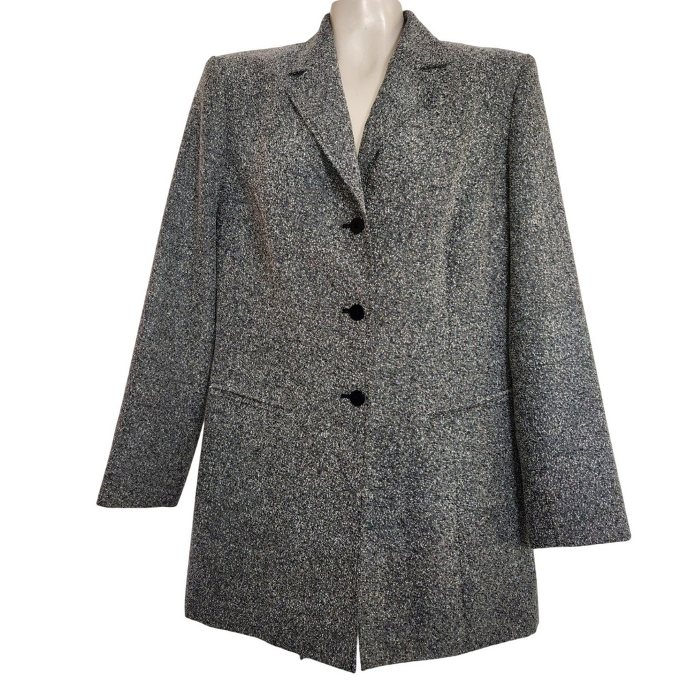 Nordstrom Womens Grey Marl Tweed Longline Blazer Jacket Size 12 WN63604 office